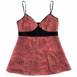 Express Design Studio Silk Cami Top Pink Black Animal Print Size M